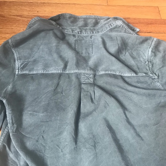 Army Green American Eagle Boyfriend Fit Button Up - Picture 2 of 3